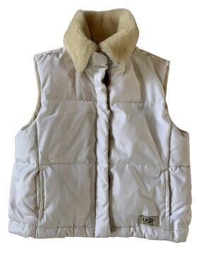 Ugg Toddler 5 T Boys Girls Puffer Vest Jacket White Sherpa Collar